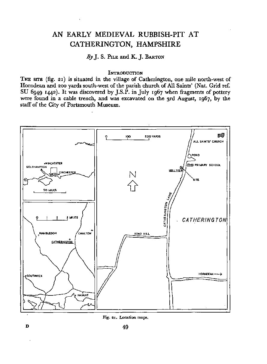 An Early Medieval Rubbish-Pit at Catherington, Hampshire