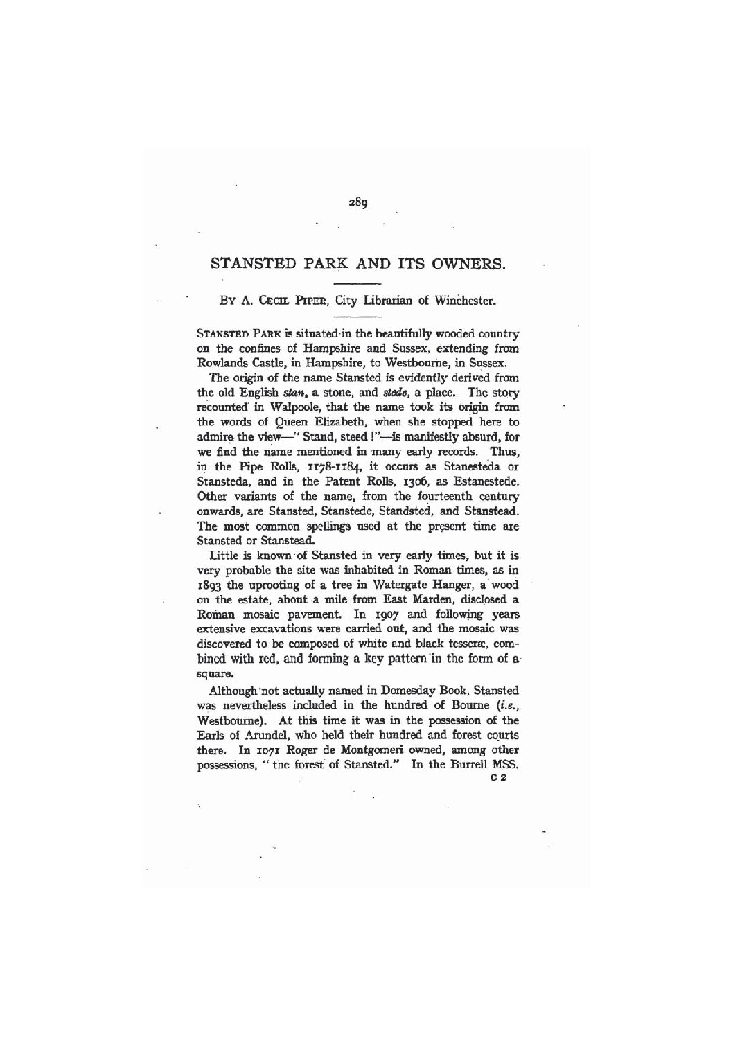 Stansted Park and its Owners