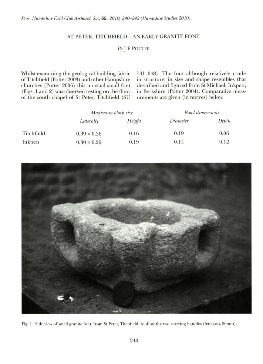 St Peter, Titchfield – An Early Granite Font