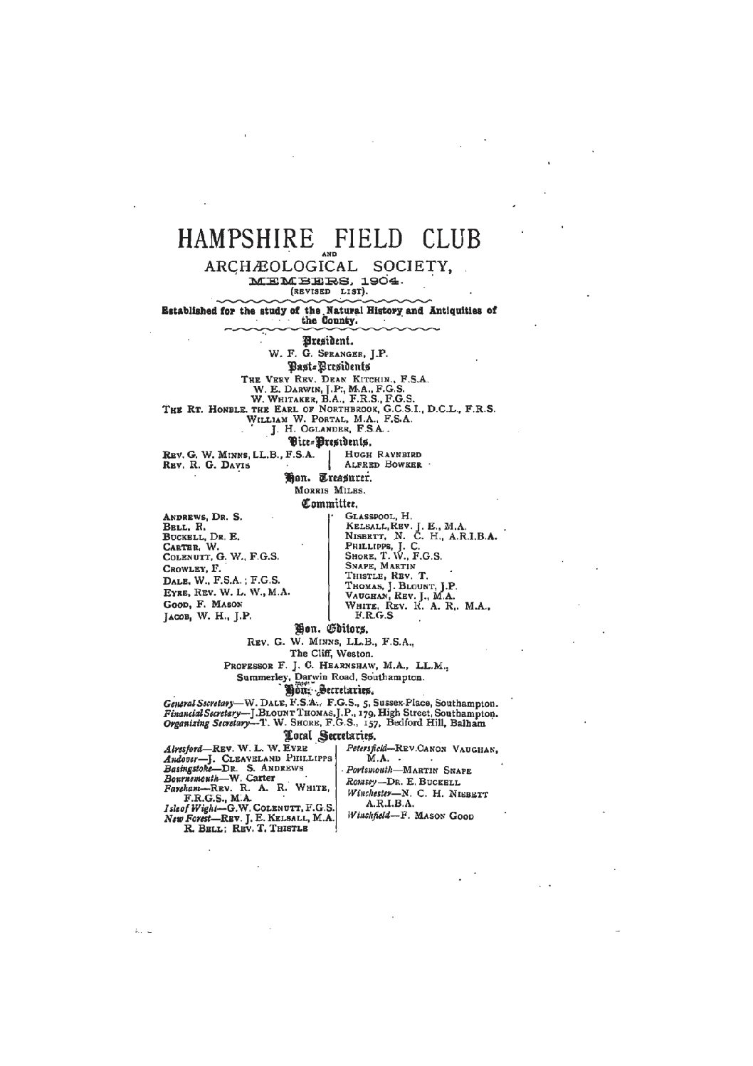 Cover, Title Page, General information on Proceedings, Contents Page and List of Officers