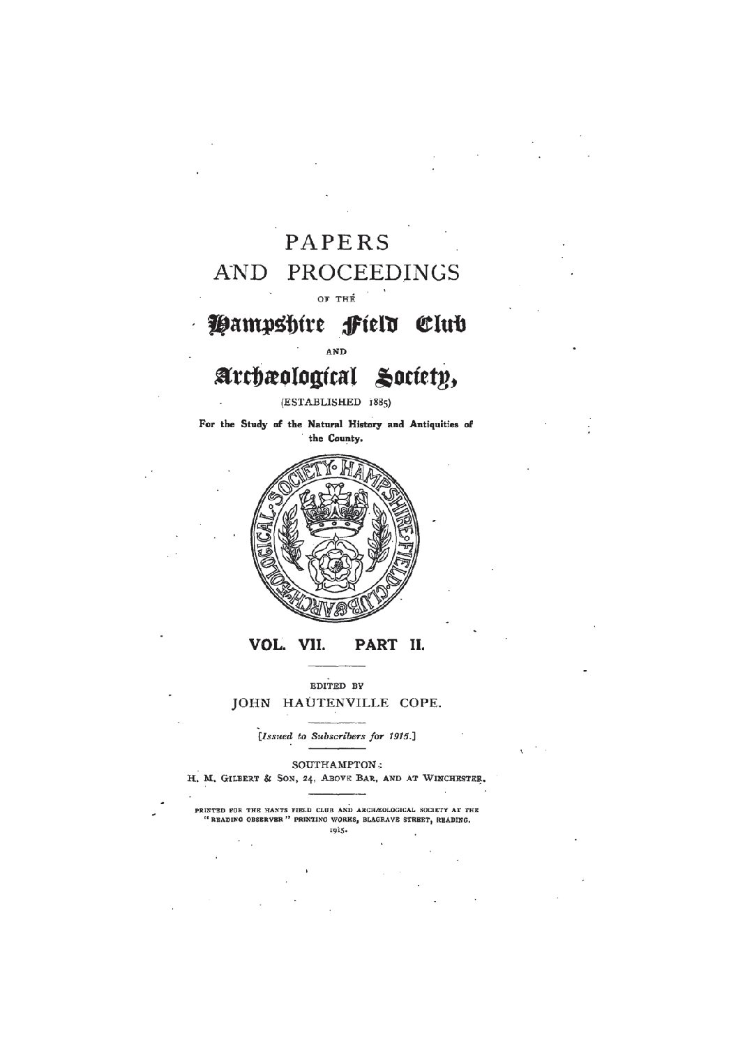 Cover, Title Page, General information on Proceedings, Contents Page and List of Officers