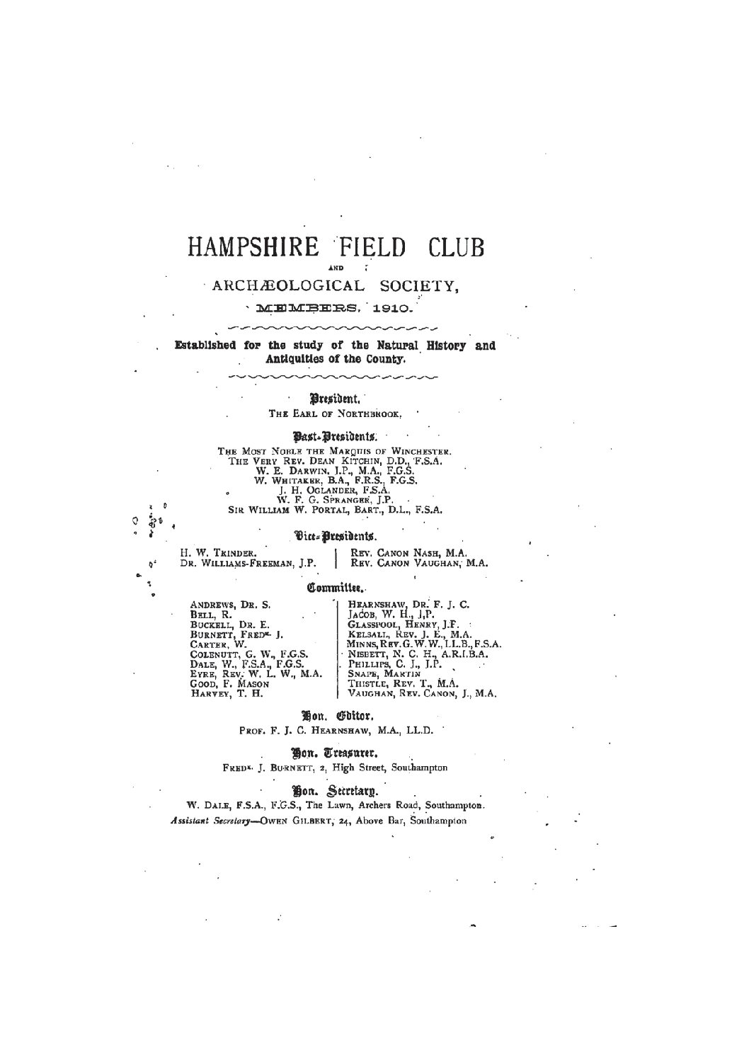 General information on Proceedings, Contents Page and List of Officers