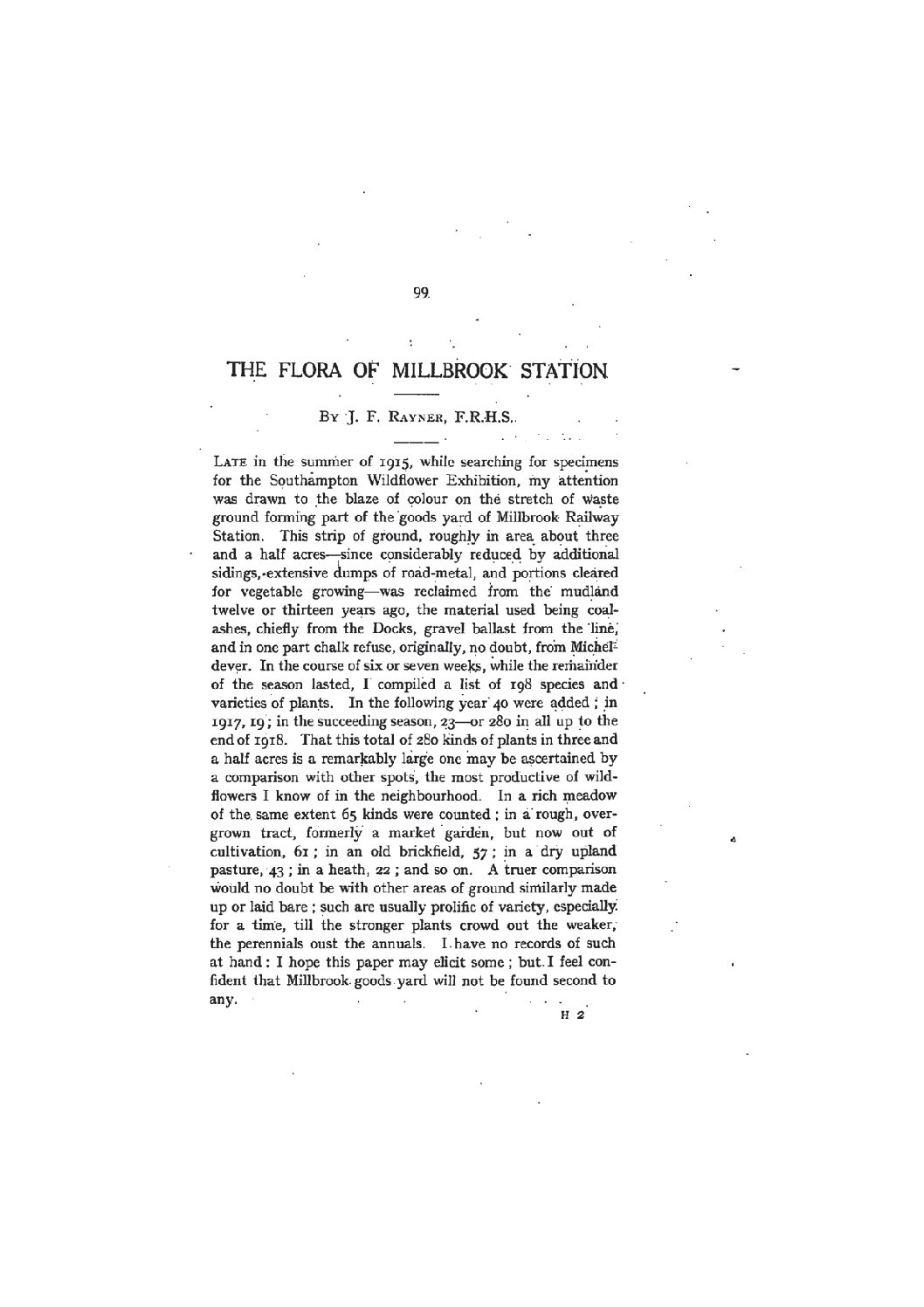The Flora of Millbrook Station
