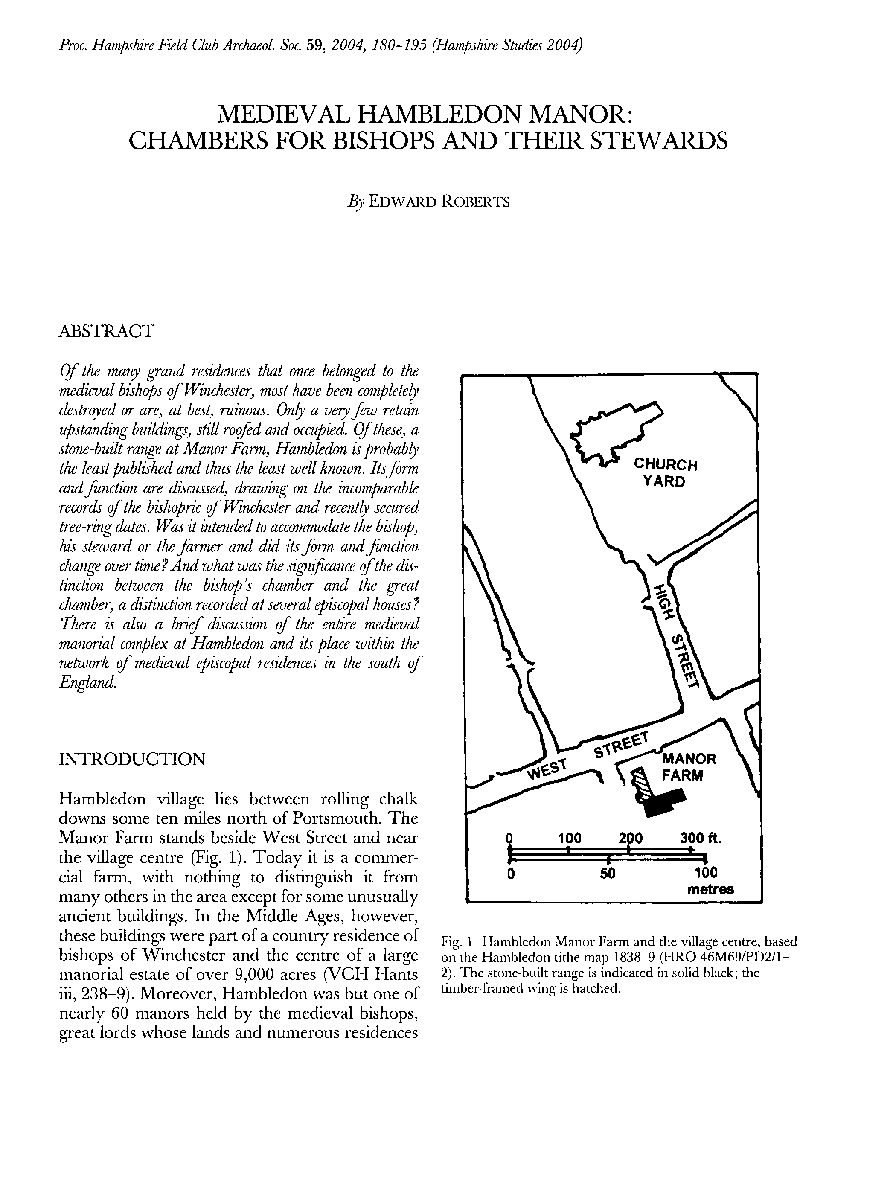 Medieval Hambledon Manor: Chambers for Bishops and their Stewards