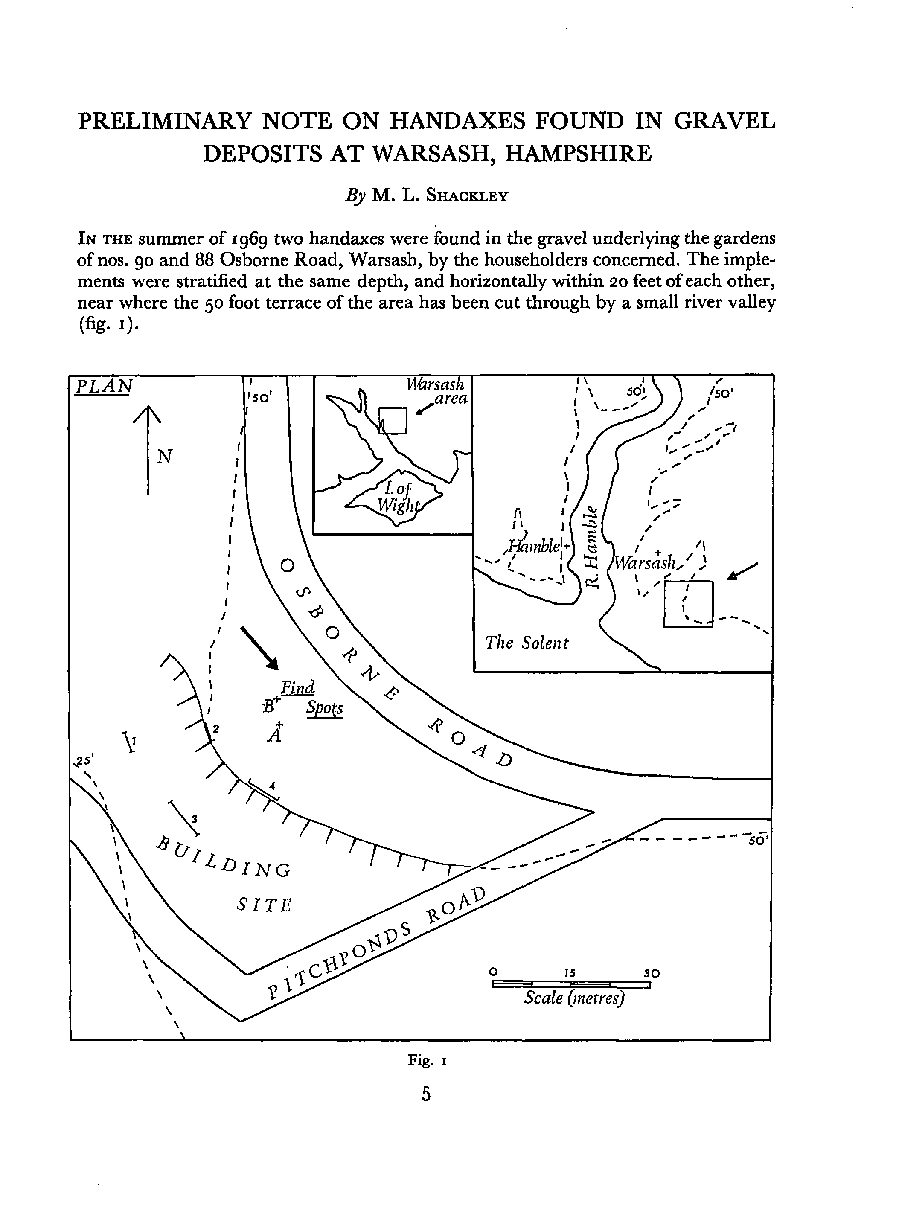 Preliminary Notes on Handaxes Found in Gravel Deposits at Warsash, Hampshire