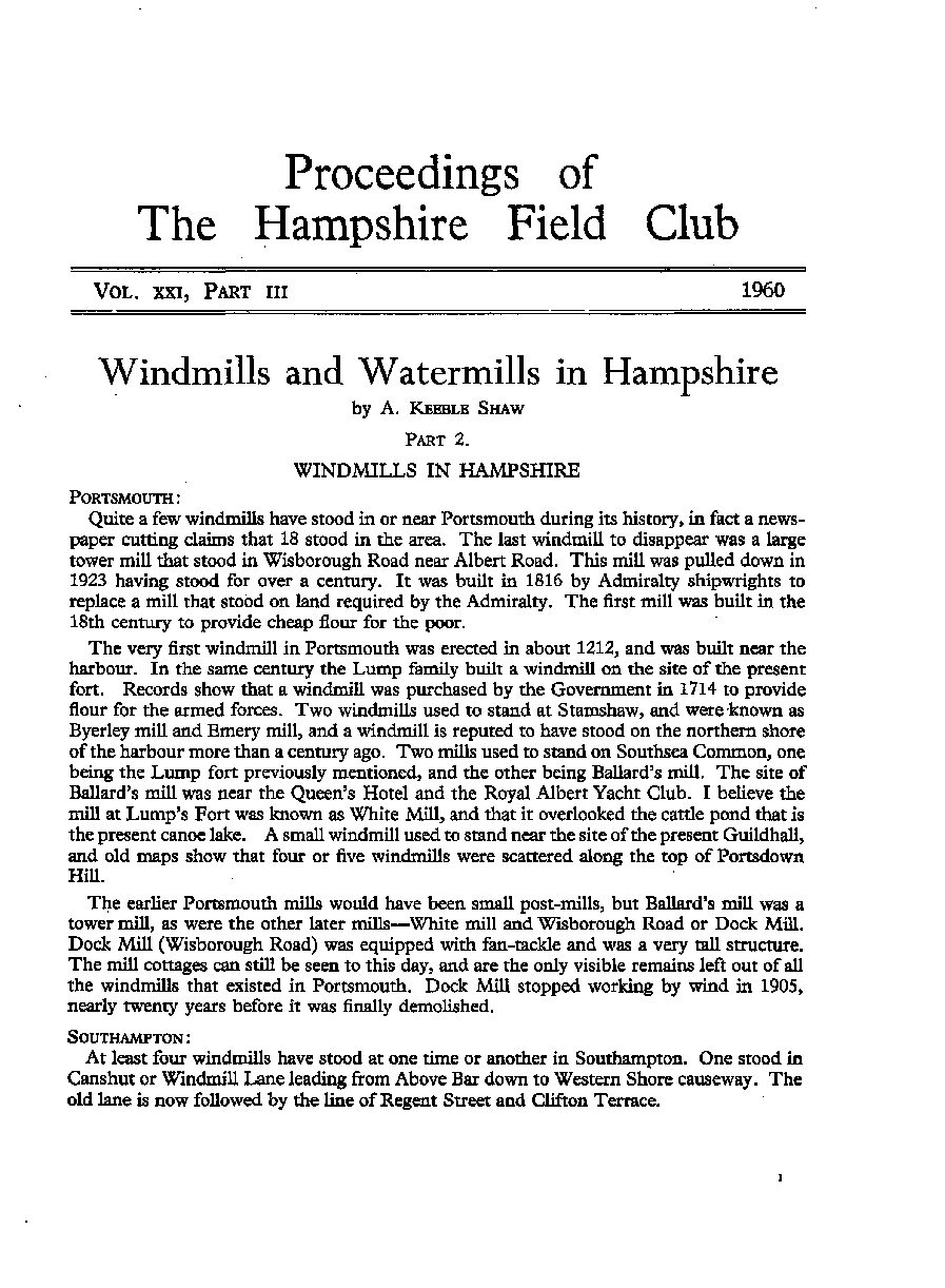 Windmills and Watermills in Hampshire, Pt. II