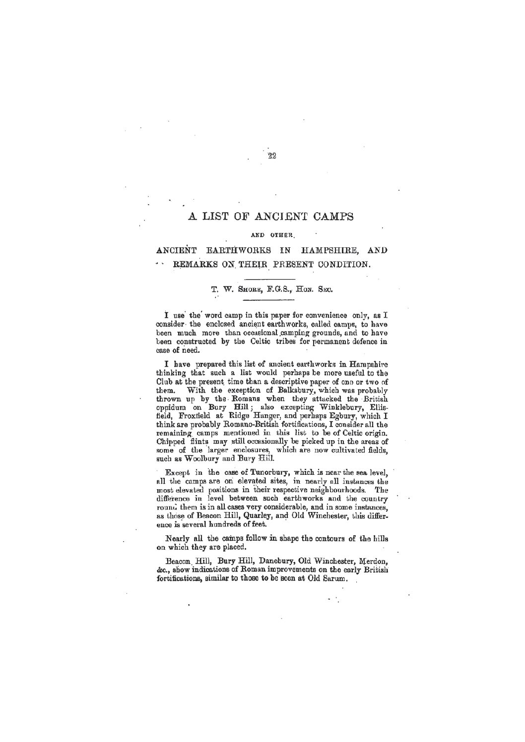Ancient Camps and Earthworks in Hants