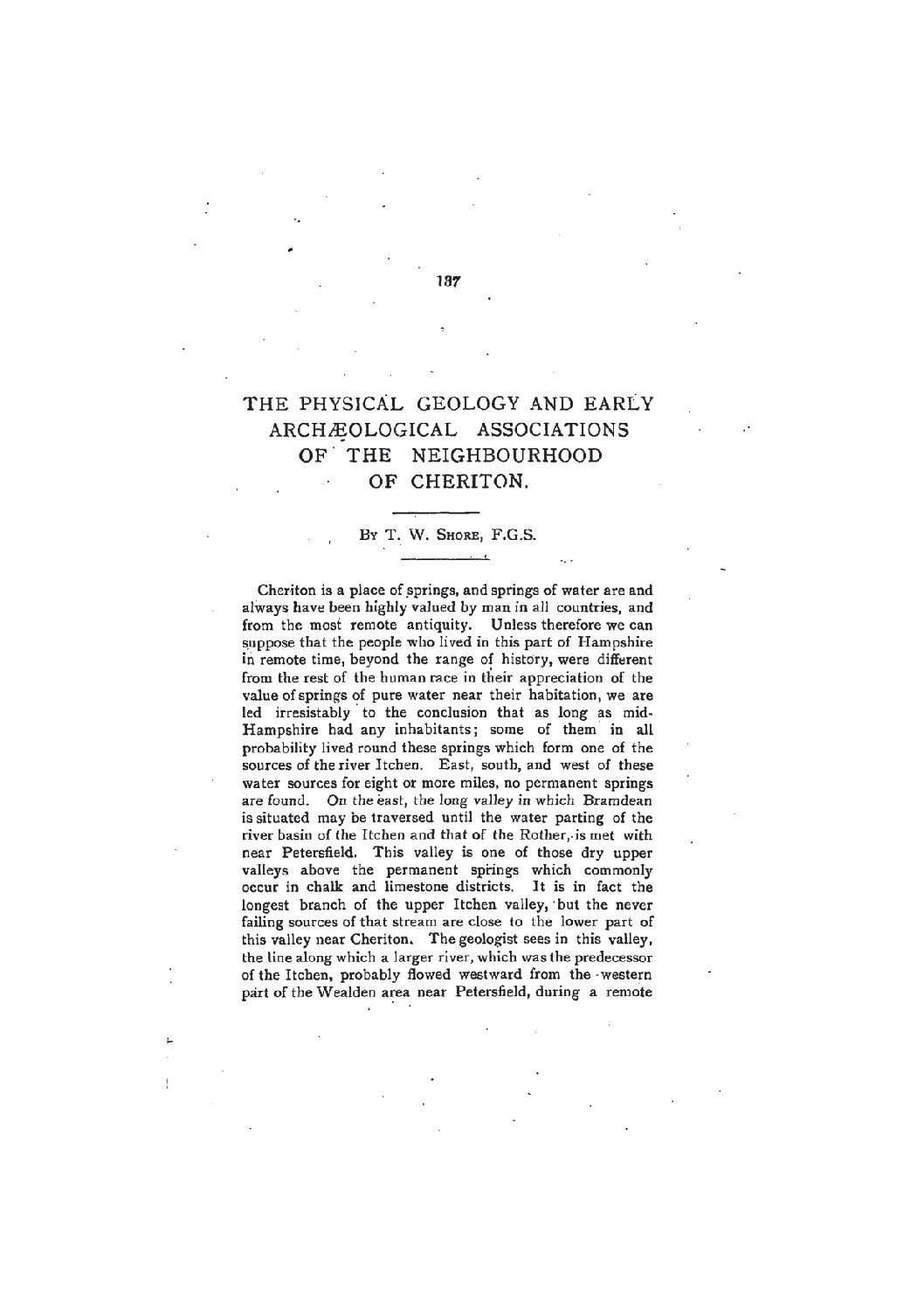 The Physical Geology and Early Archaeological Associations of the Neighbourhood of Cheriton