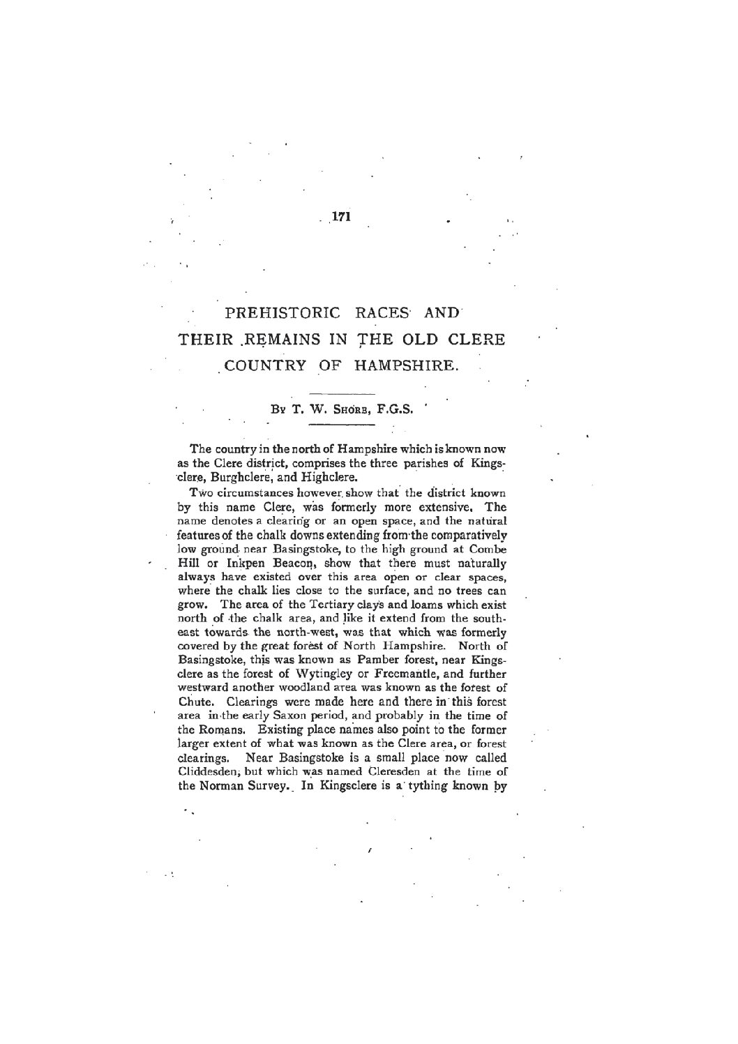 Prehistoric Races and their Remains in the Old Clere Country