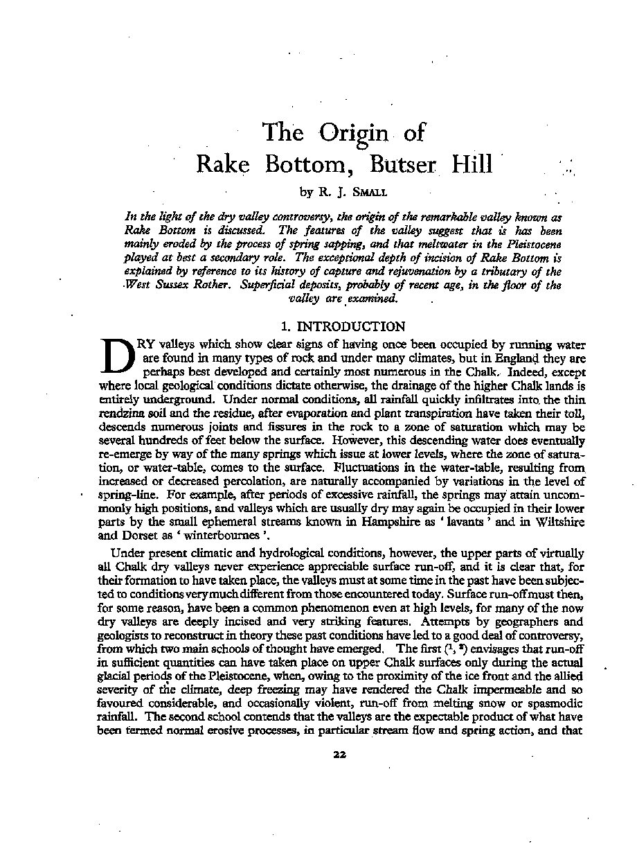 The Origin of Rake Bottom, Butser Hill