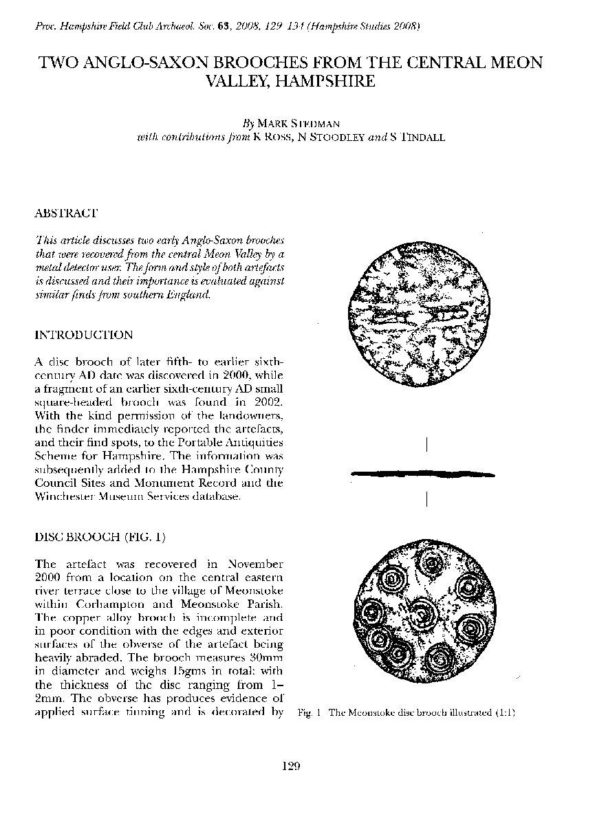 Two Anglo-Saxon brooches from the central Meon Valley, Hampshire