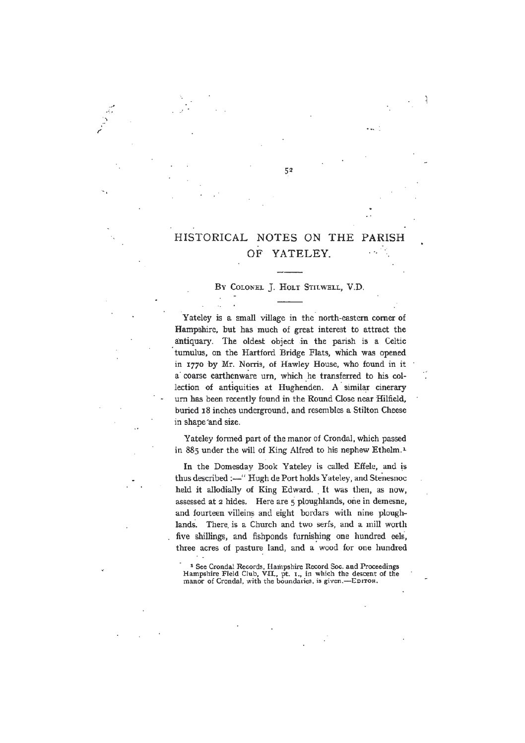 Historical Notes on the Parish of Yateley
