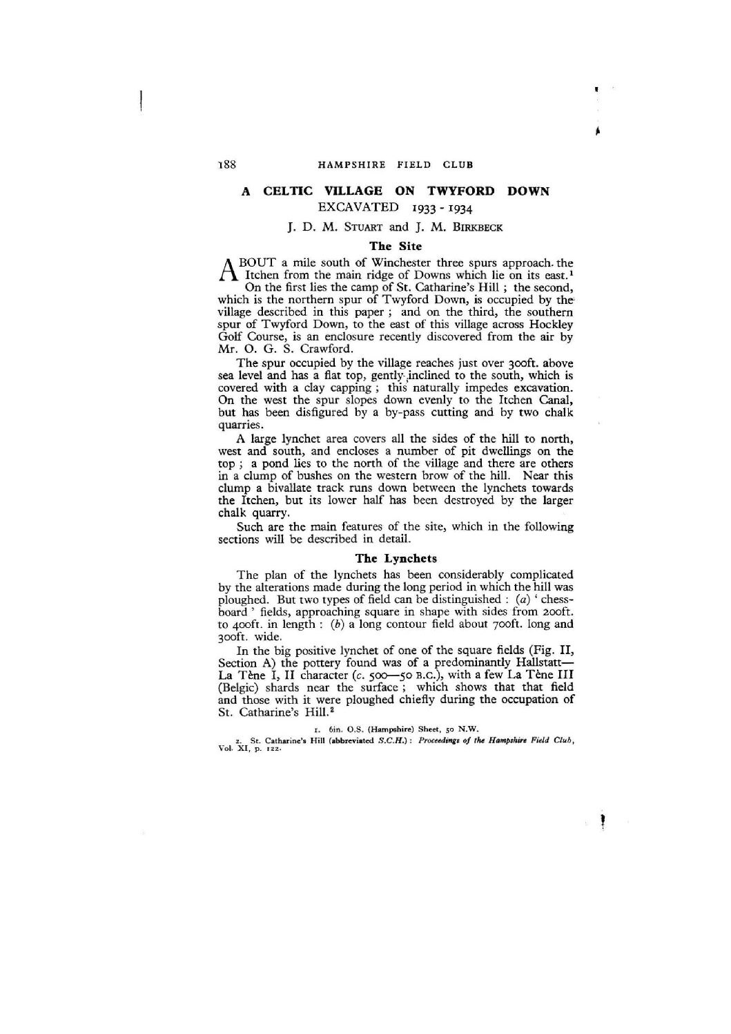 A Celtic Village On Twyford Down, Winchester, Excavated 1933-34