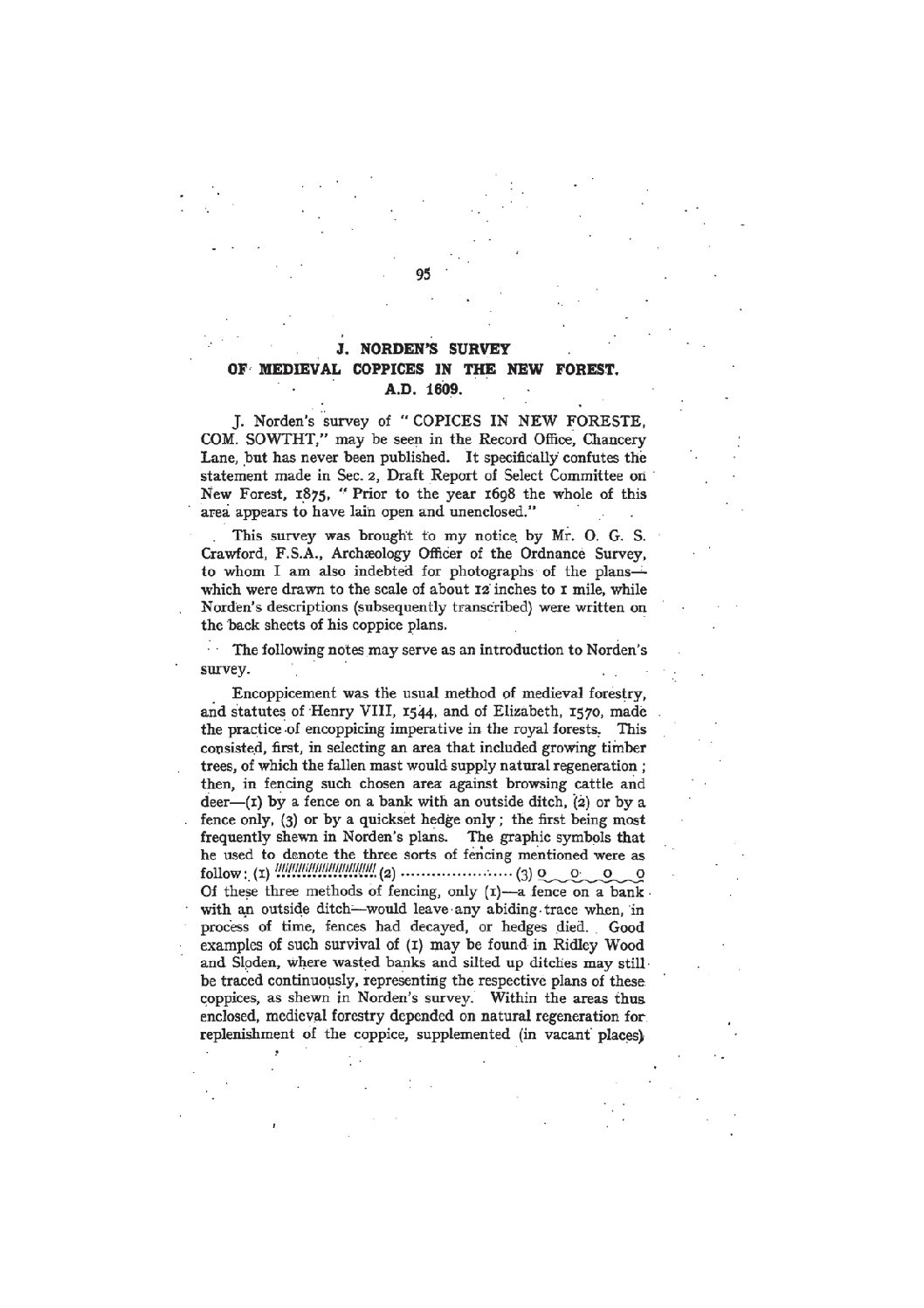 J. Norden’s Survey of Medieval Coppices in the New Forest, A.D. 1609