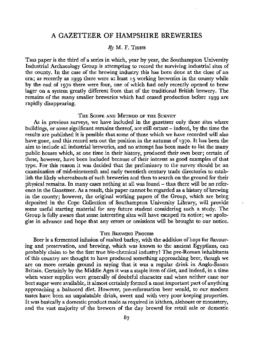 A Gazetteer of Hampshire Breweries