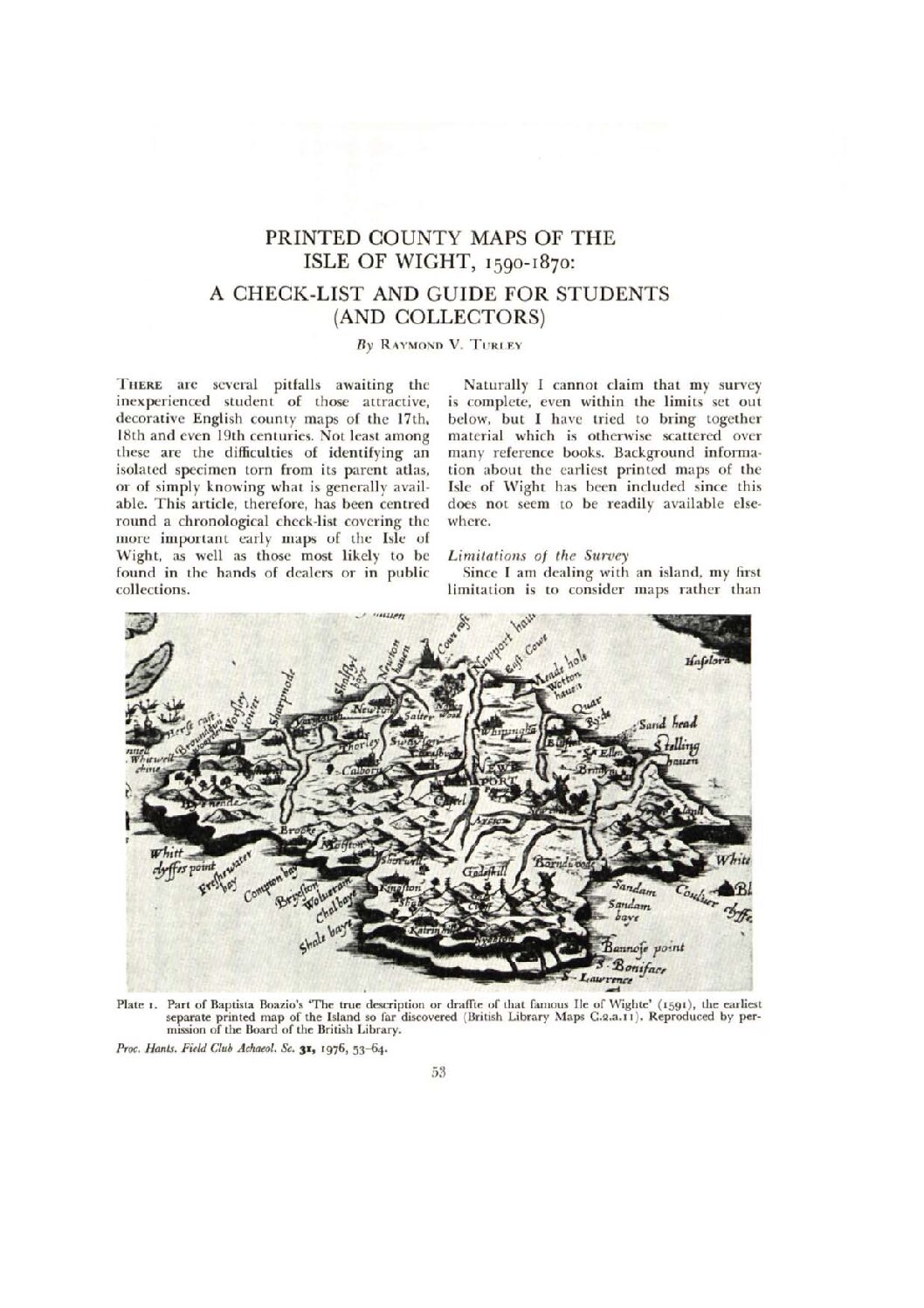 Printed county maps of the Isle of Wight, 1590-1870: a check-list and guide for students (and collectors)