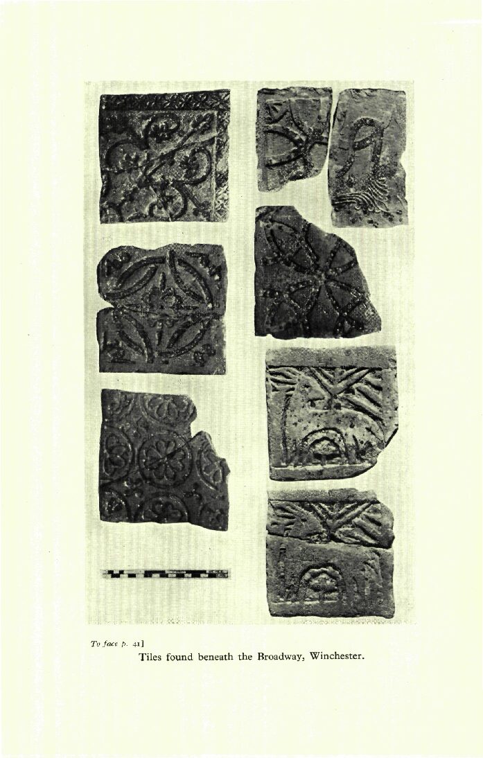Medieval Tiles found beneath The Broadway, Winchester, 1937