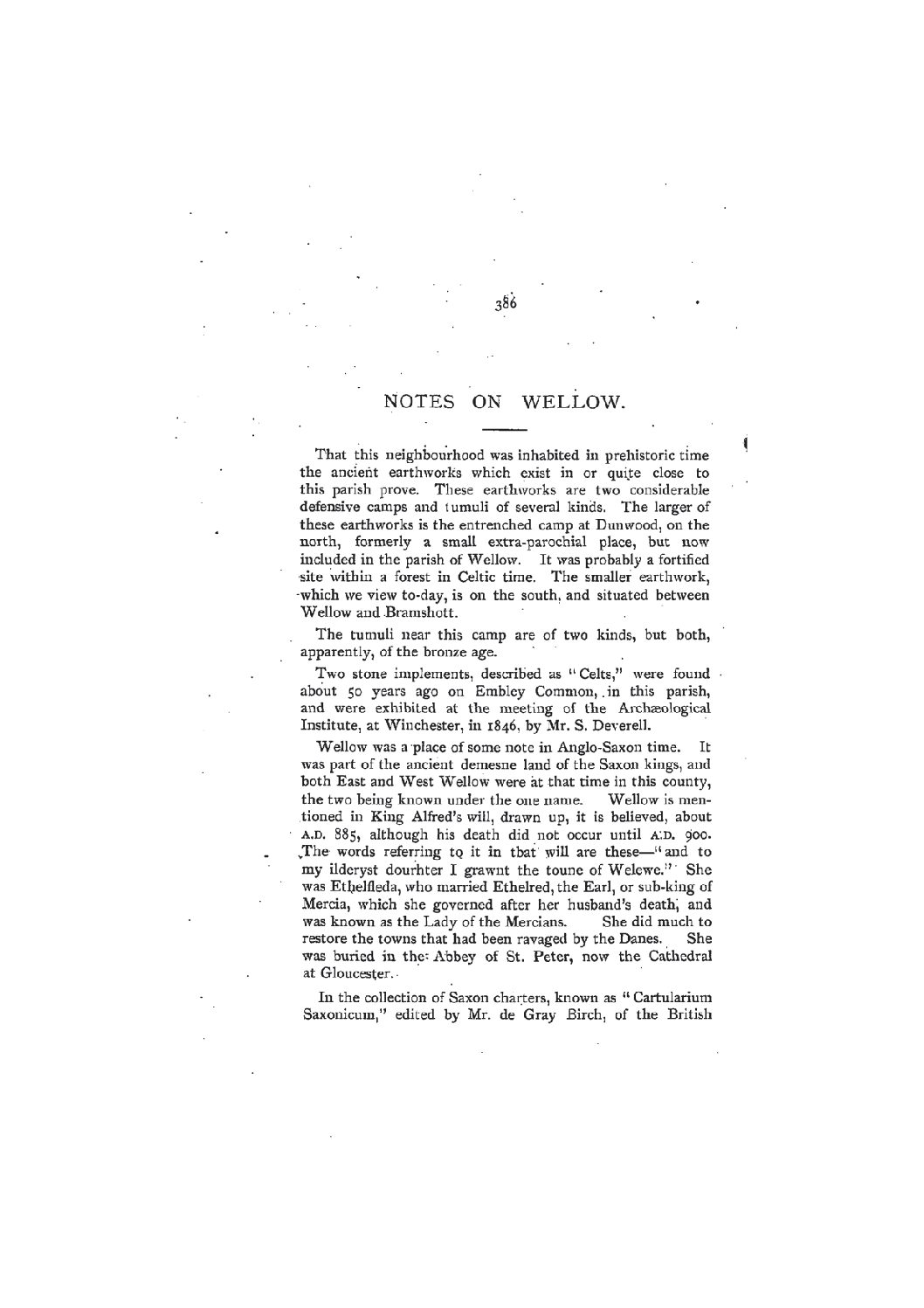 Notes on Wellow
