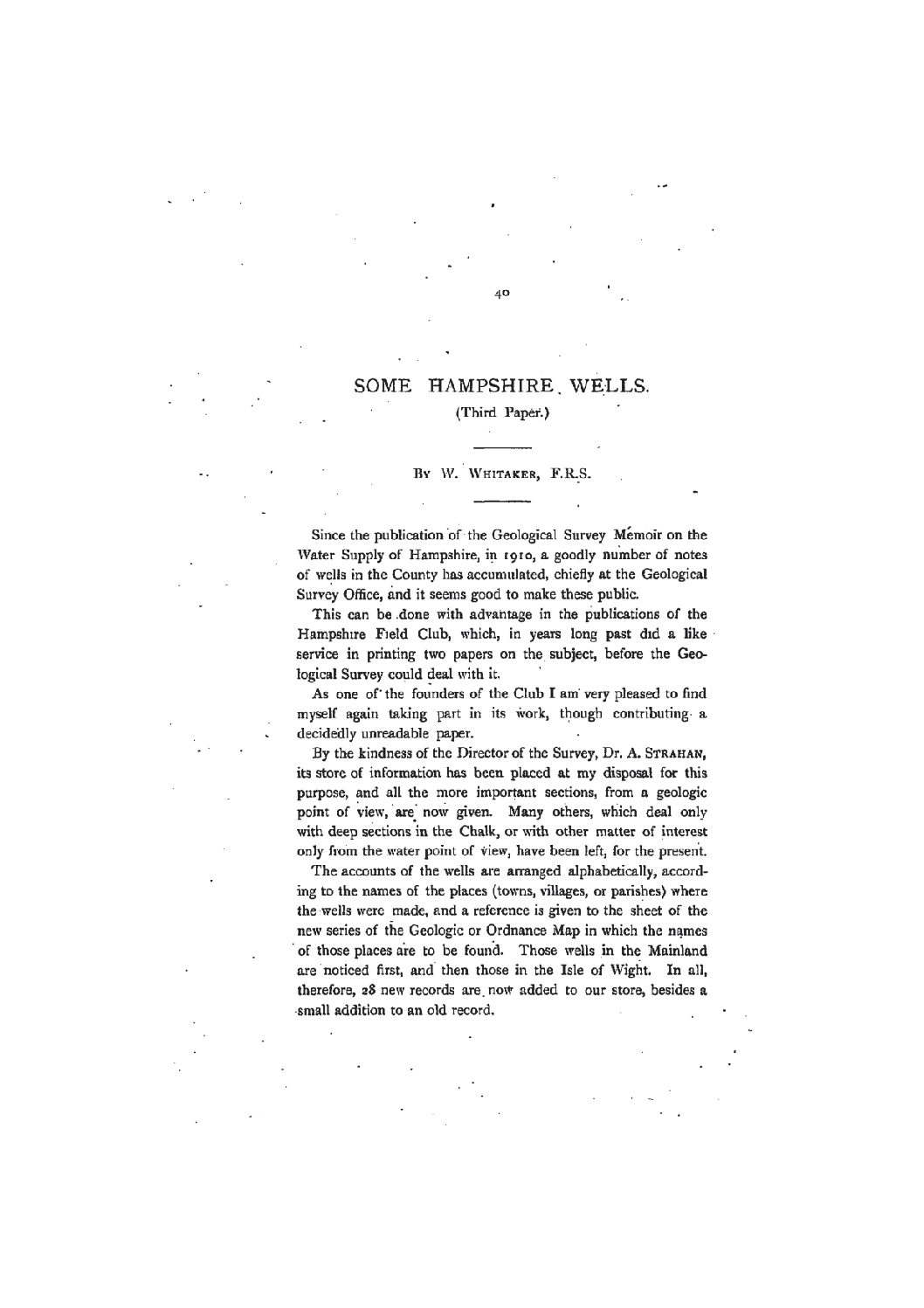 Some Hampshire Wells