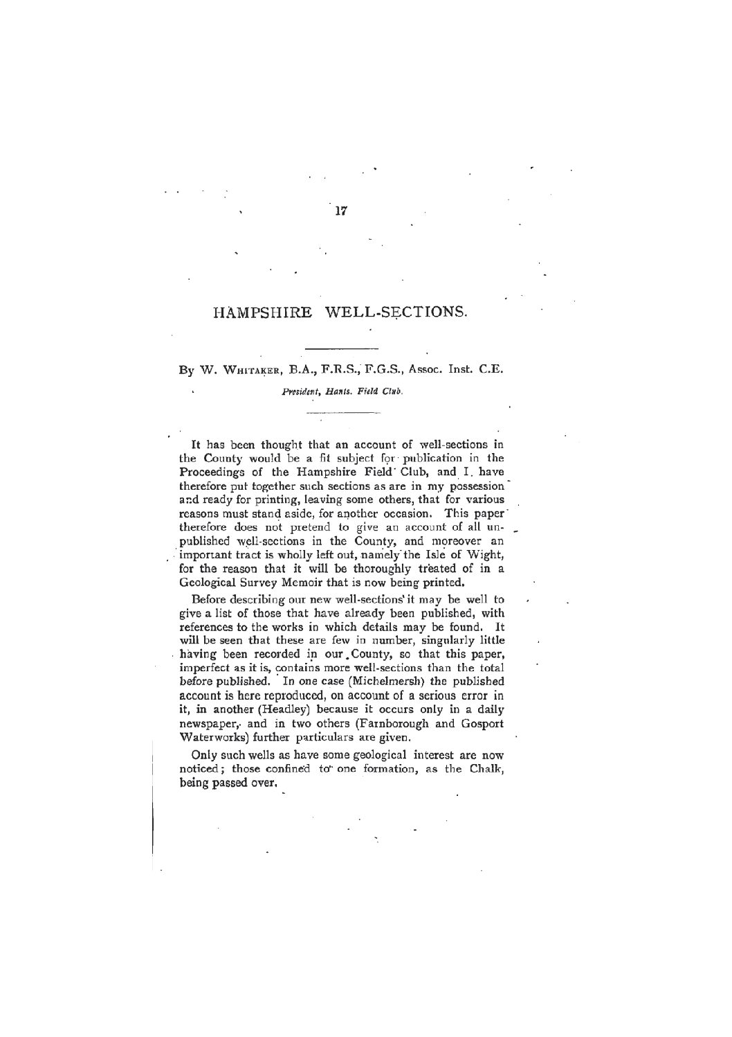 Hampshire Well Sections