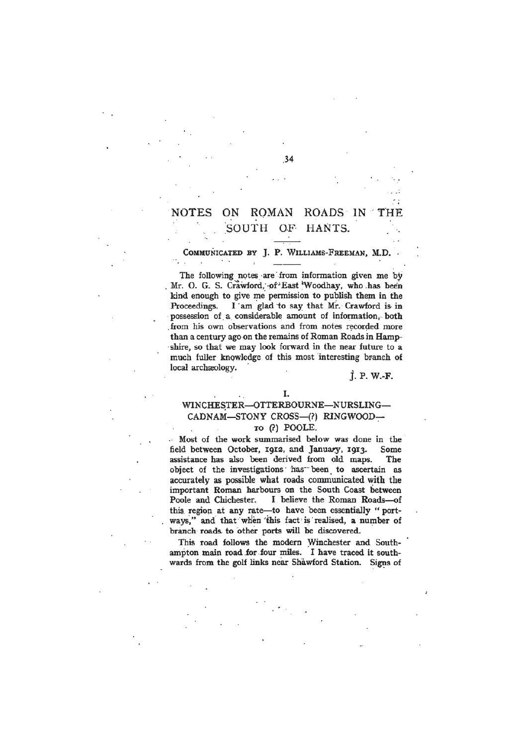 Notes on Roman Roads in the South of Hants