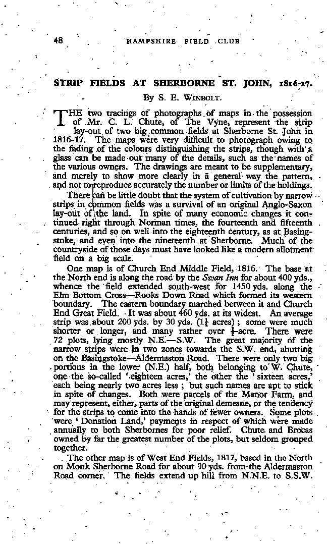 Strip Fields at Sherborne St. John, 1816-17
