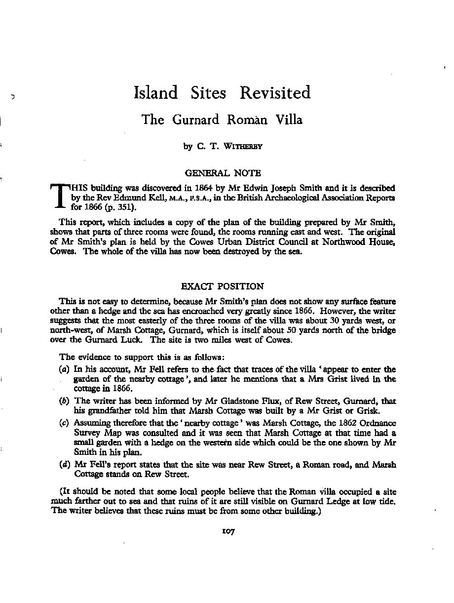 Island Sites Revisited: The Gunard Roman Villa