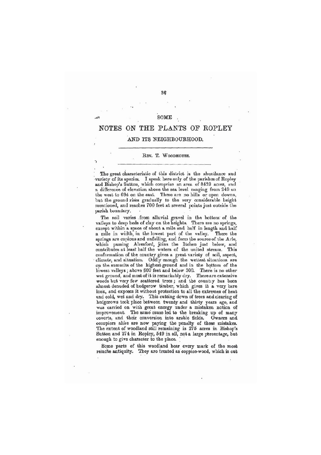 Some Notes on the Plants of Ropley and its Neighbourhood