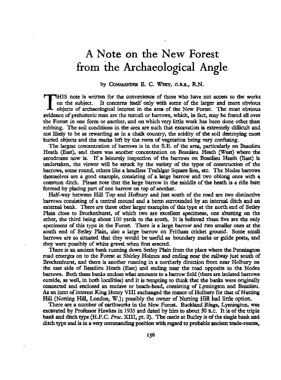 A Note on the New Forest from the archaeological angle