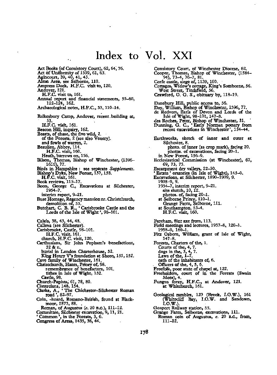 Index to Volume 21